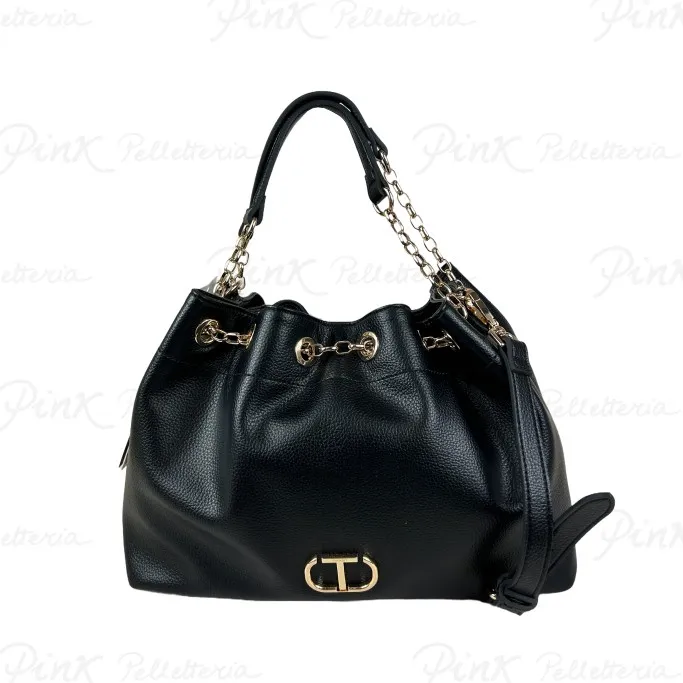 -TWINSET Drawstring Due Manici Grande Eco Morbida 242TD8232 S13668 00006 Nero