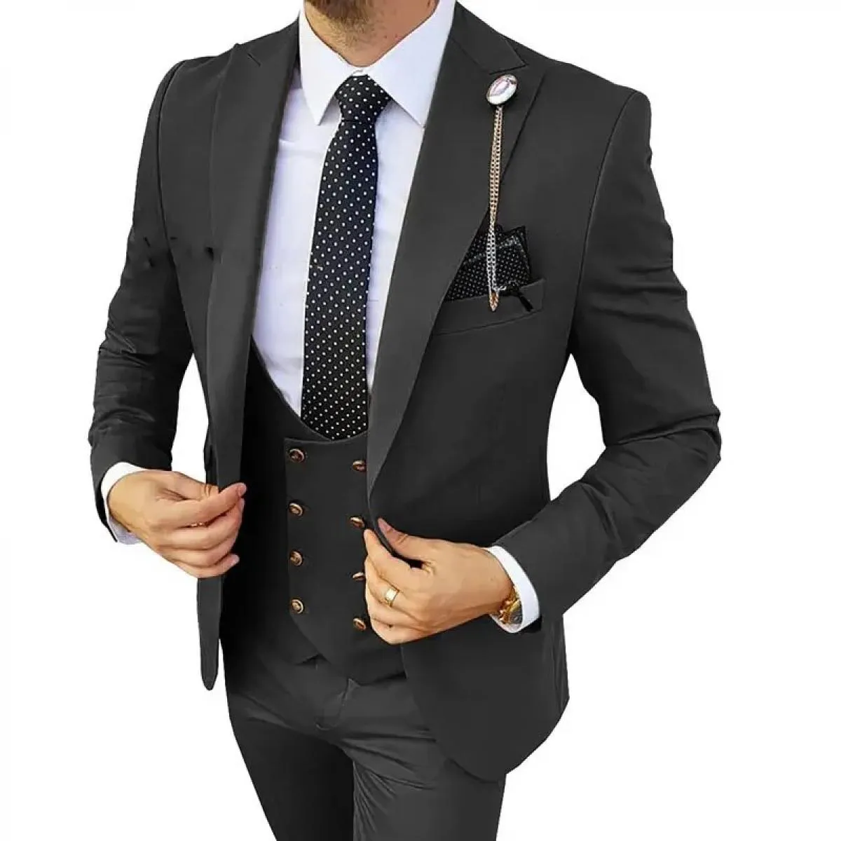 2023 Matrimonio Uomo Business Slim Fit Giacca Abito Blazer Completo Cappotto Gilet Gilet Pantaloni Pantaloni 3 pezzi Set Sposo D