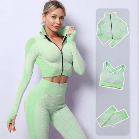 2/3 pezzi Set da Yoga senza soluzione di continuità Sport Fitness gilet a vita alta pantaloni per il sollevamento dell'anca abit