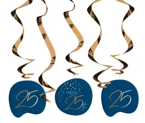 5 spirali 25° compleanno blu e oro