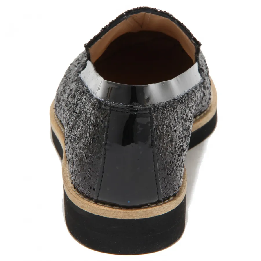 8976N mocassino donna SANTA CLARA glitter nero shoes woman
