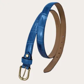Cintura donna in coccodrillo blu
