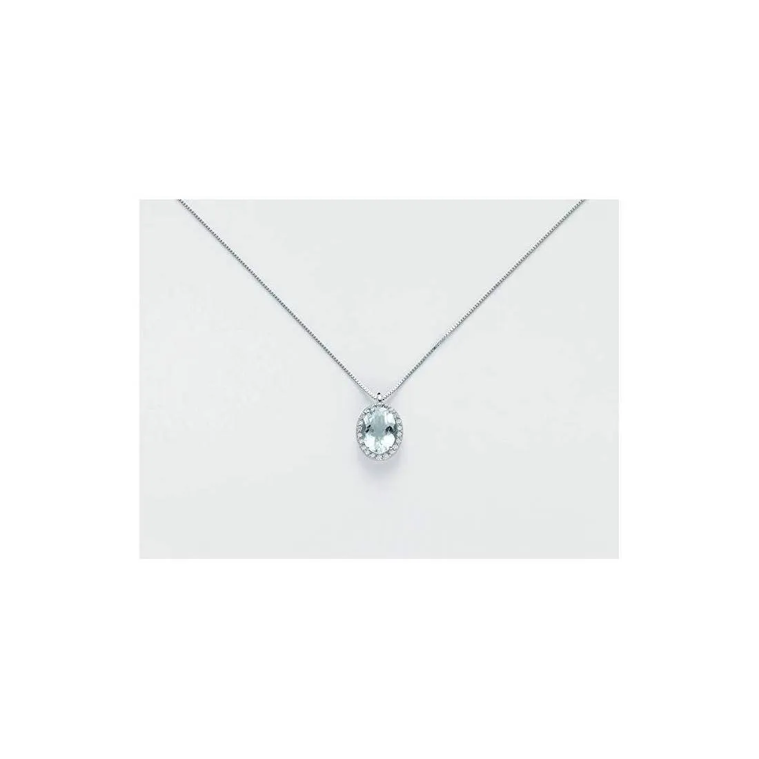COLLANA MILUNA ACQUAMARINA E DIAMANTI In Oro Bianco 18 KT 750%/1000 CLD4127
