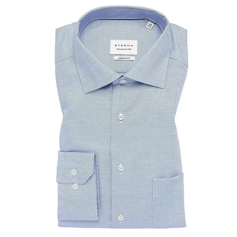 Eterna camicia uomo 100% cotone no stiro art.1160-x19k blu