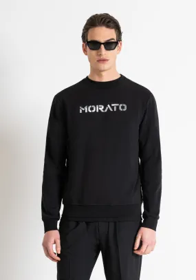 FELPA REGULAR FIT IN COTONE MISTO E POLIESTERE SOSTENIBILE CON STAMPA LOGO