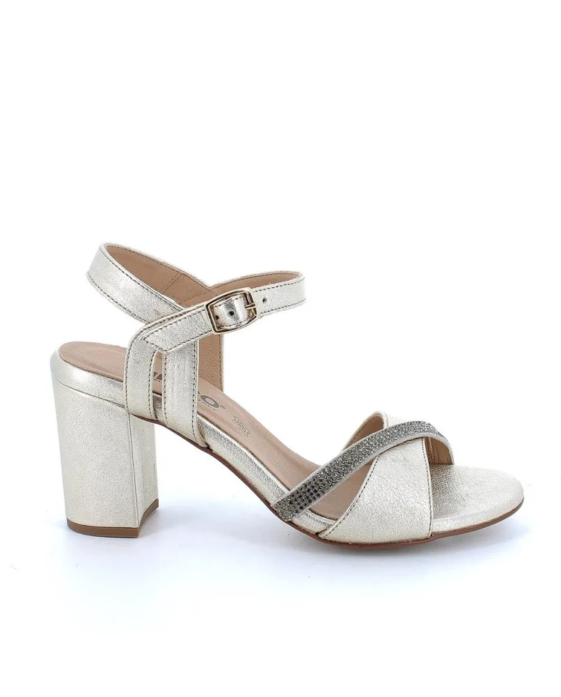 IGI&CO 3692011 sandali tacco elegante strass comodo donna in pelle platino