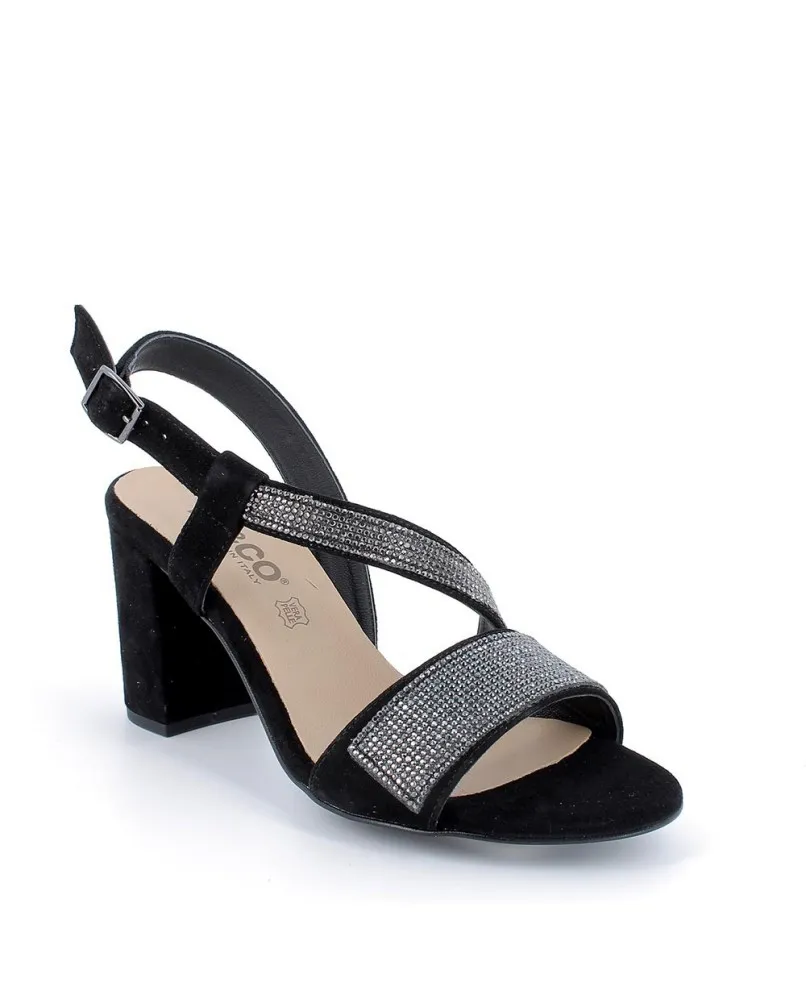 IGI&CO 3692100 sandali camoscio nero elegante strass donna in pelle tacco