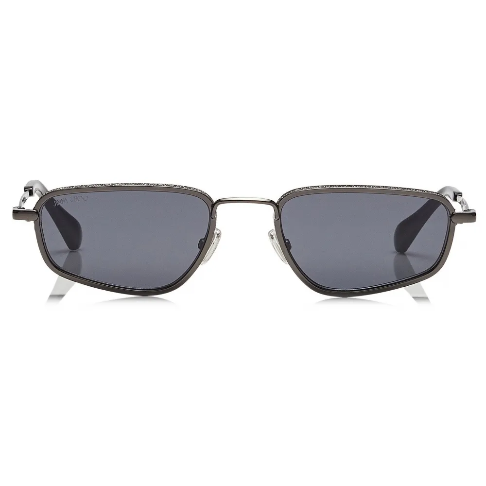 Jimmy Choo - Gal - Occhiali da Sole Alla Moda Grigi con Montatura Nera - Jimmy Choo Eyewear