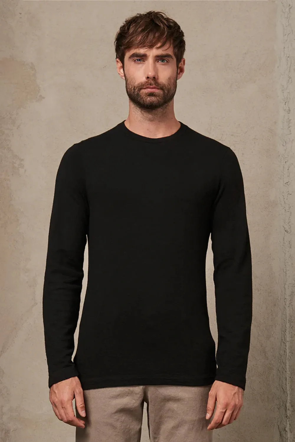 Long Sleeve Heavy Wool T-Shirt Black