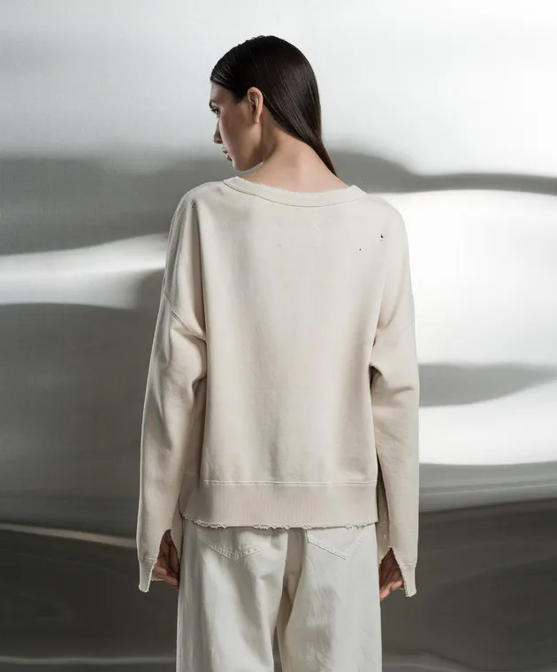 Maison Margiela Felpa beige con stampa logo S50GU0214S25570