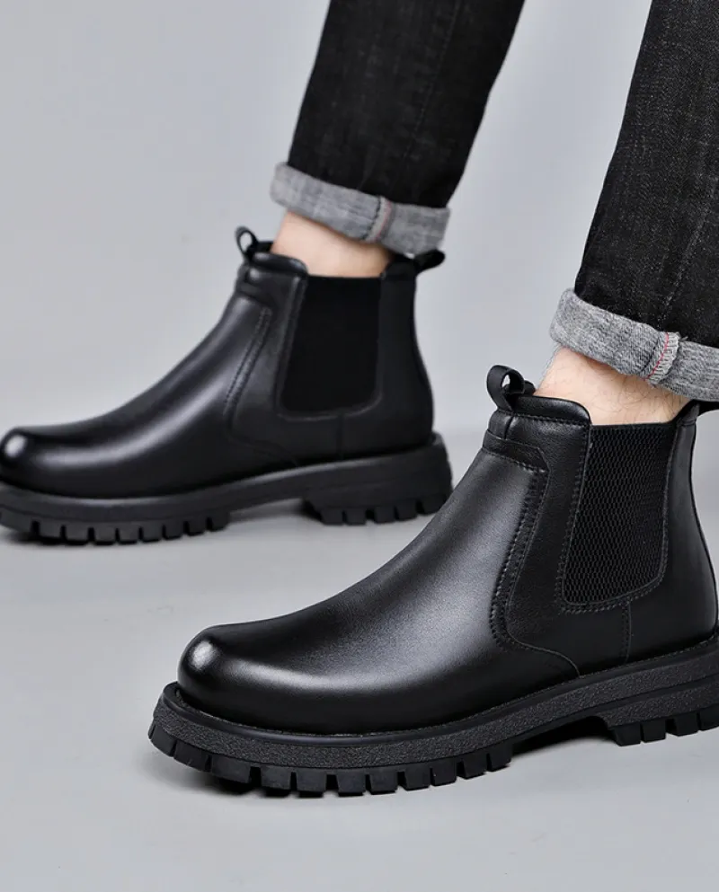 Martin Boots Mens autunno e inverno nuovi stivali da camino a tubo corto stivali in pelle moda casual