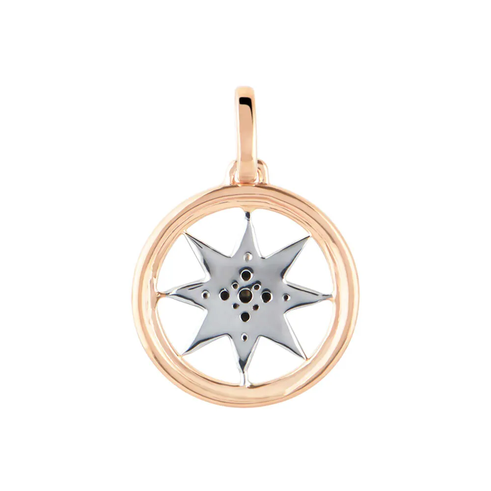 Pendente Rosa Dei Venti L'homme Diamant Oro Bicolore 375/1000 Diamante Nero 0,1 ct 1412984