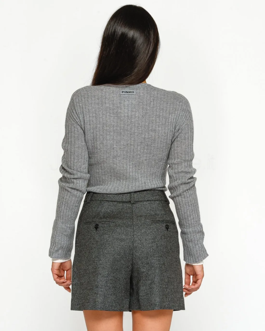 ---------------  ---------------  ---------------  ---------------  --------------Pinko CYMRIC RIBBED WS SWEATER WITH GREY/WHITE