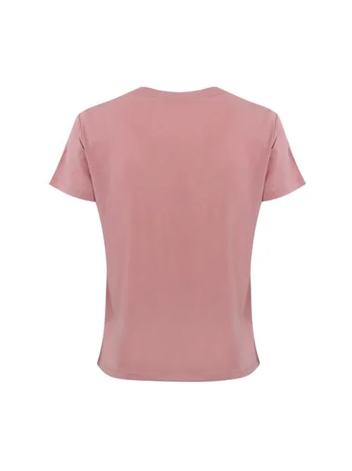 PINKO     T-shirt con ricamo gioiello Nambrone in cotone rosa