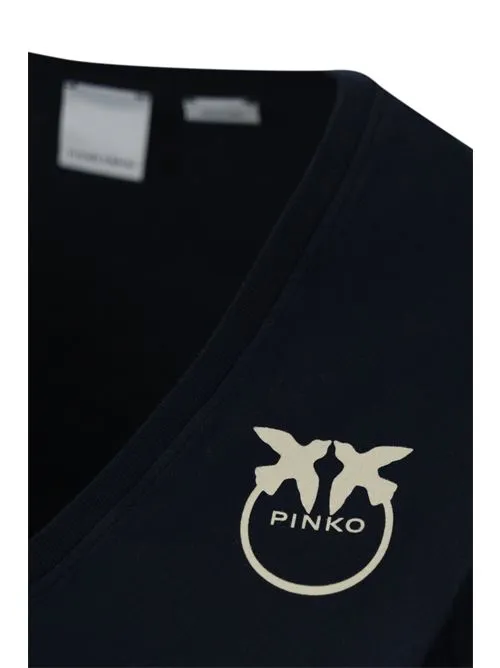PINKO     T-shirt Turbato con logo in cotone blu
