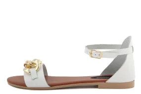 Sandali Flat Made in Italy in pelle colore Bianco