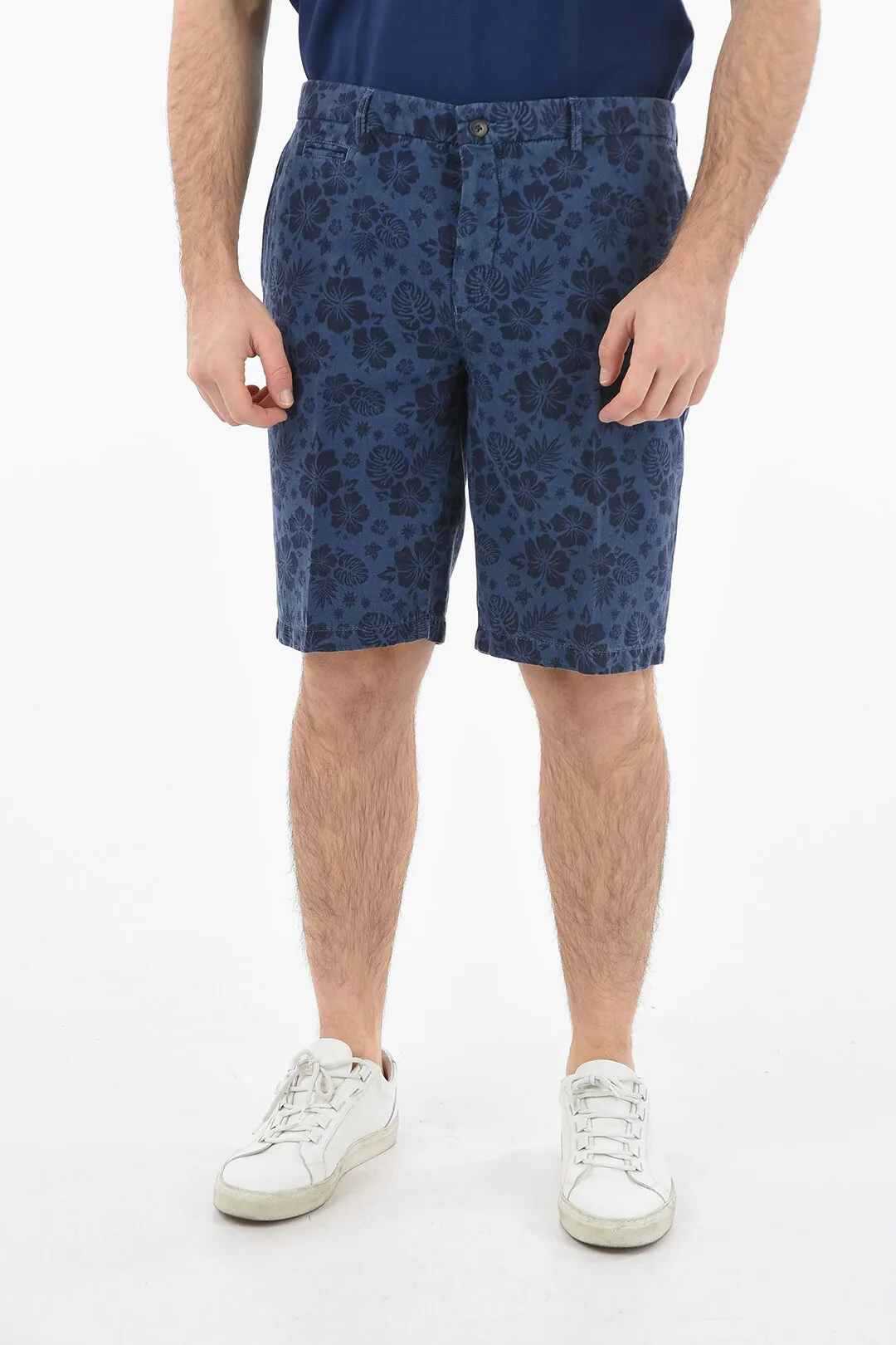 Shorts MILANO In Lino e Cotone Fantasia Floreale