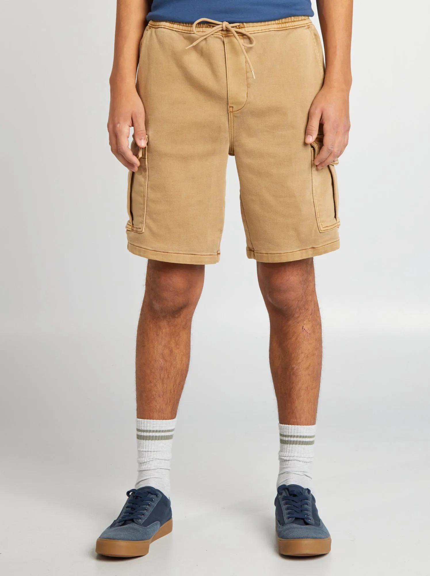 Shorts multitasche effetto délavé - BEIGE
