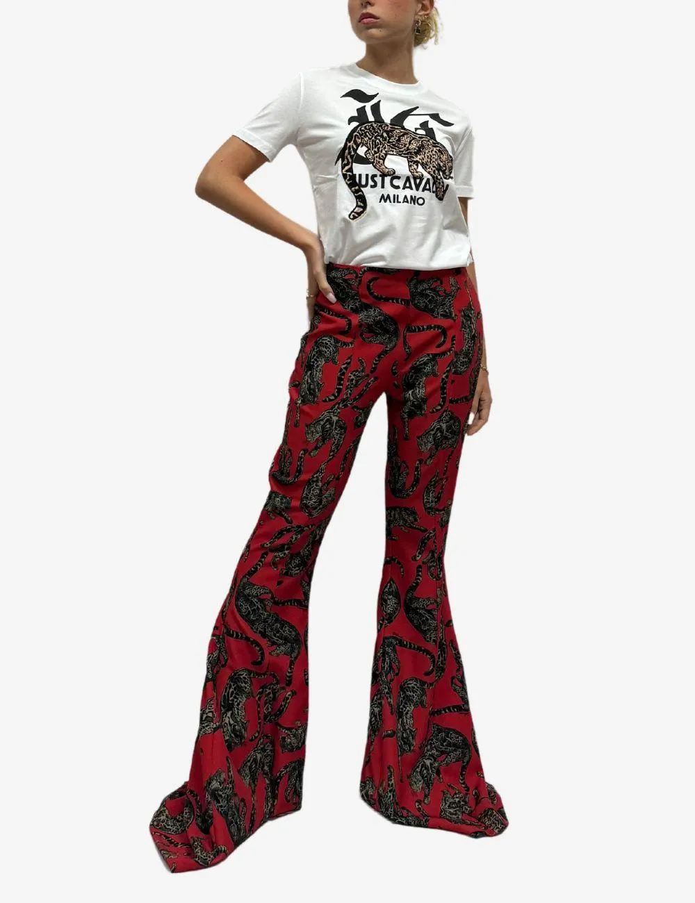 T-Shirt Just Cavalli logo leopard donna