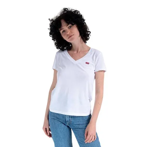 T-Shirt Scollo a V Donna Nera