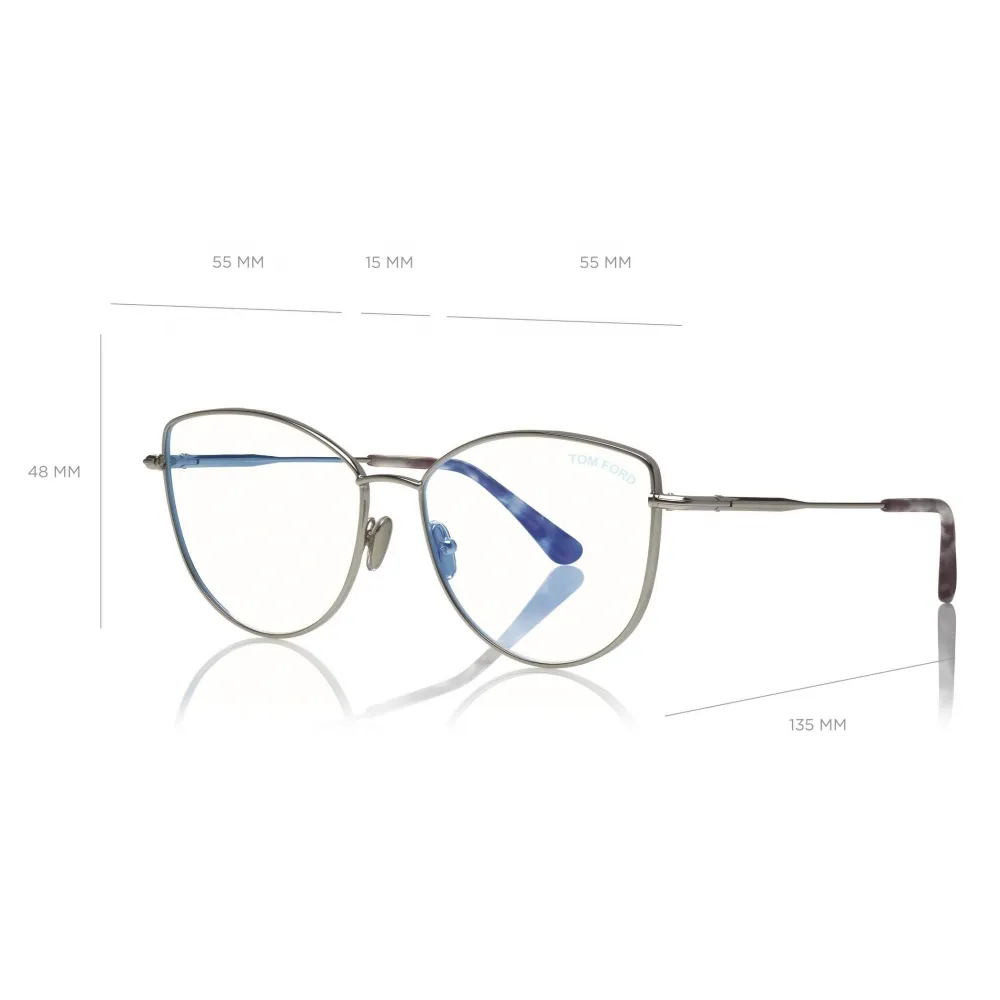 Tom Ford - Blue Block Soft Cat-Eye Opticals Glasses - Occhiali da Vista Cat-Eye - Palladio - FT5667-B - Tom Ford Eyewear